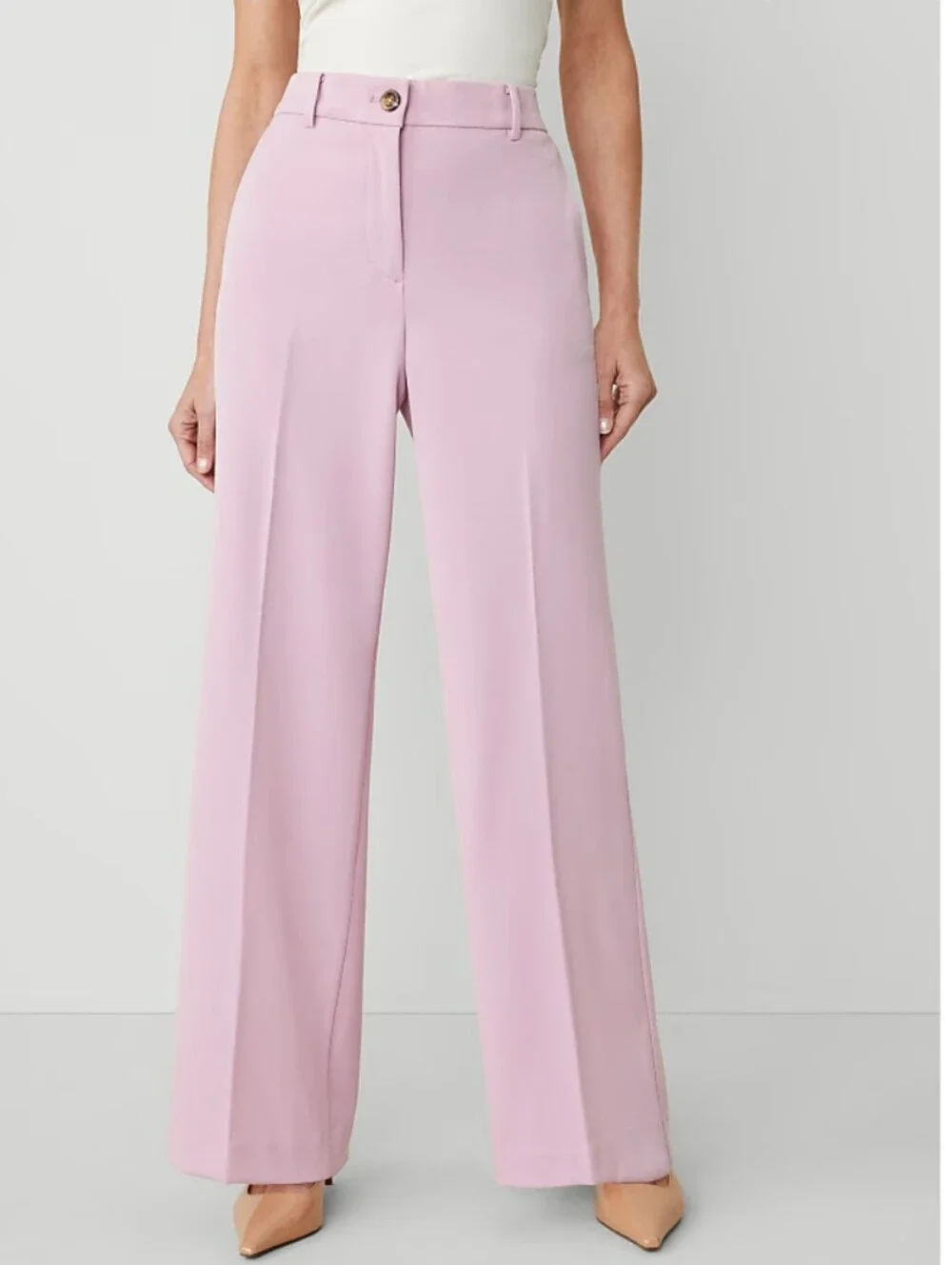 Ann Taylor The Perfect Wide-Leg Pant Trousers Pink Women Size 10 - Picture 1 of 12